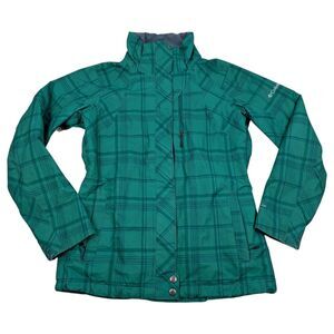 Columbia Womens XS Jacket‎ Green plaid interchange Lightweight Coat *READ